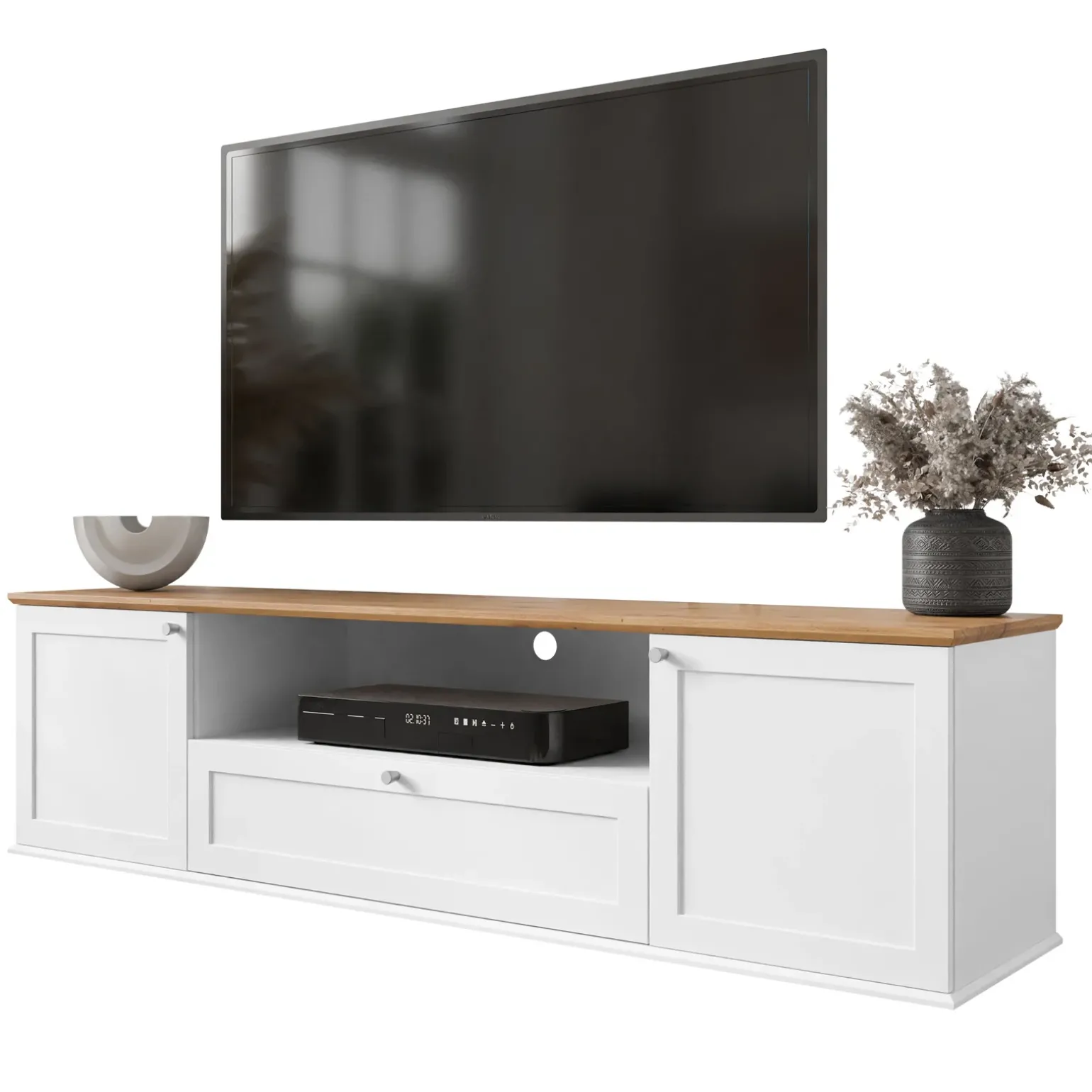 Mobile porta TV 182x48h cm 2 ante bianco rovere Relaxio