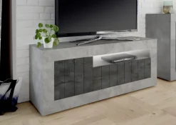 Mobile porta TV 138x56h cm 3 ante soggiorno cemento ossido Florena