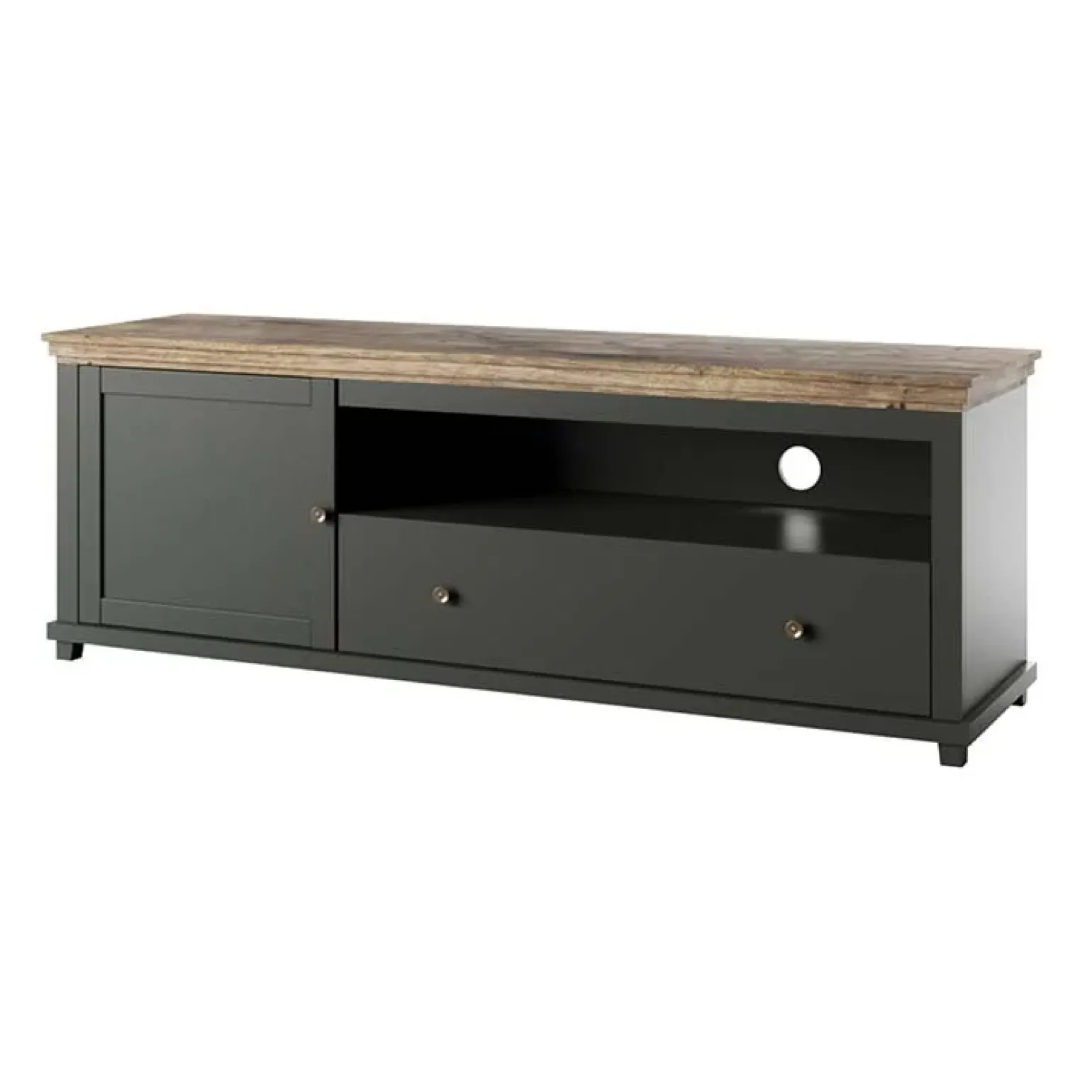 Mobile porta TV 181x61h cm 1 anta 1 cassetto moderno verde scuro quercia Texel