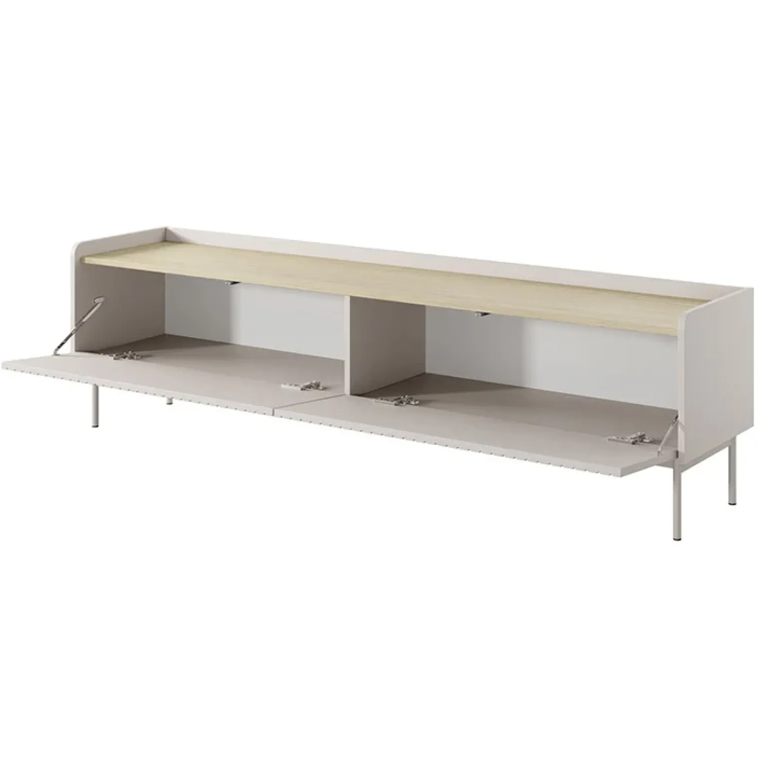 Mobile porta TV 181x50h cm 2 ante beige cannettato rovere Fioca