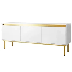 Mobile porta TV 150x60h cm 3 ante bianco oro Praga