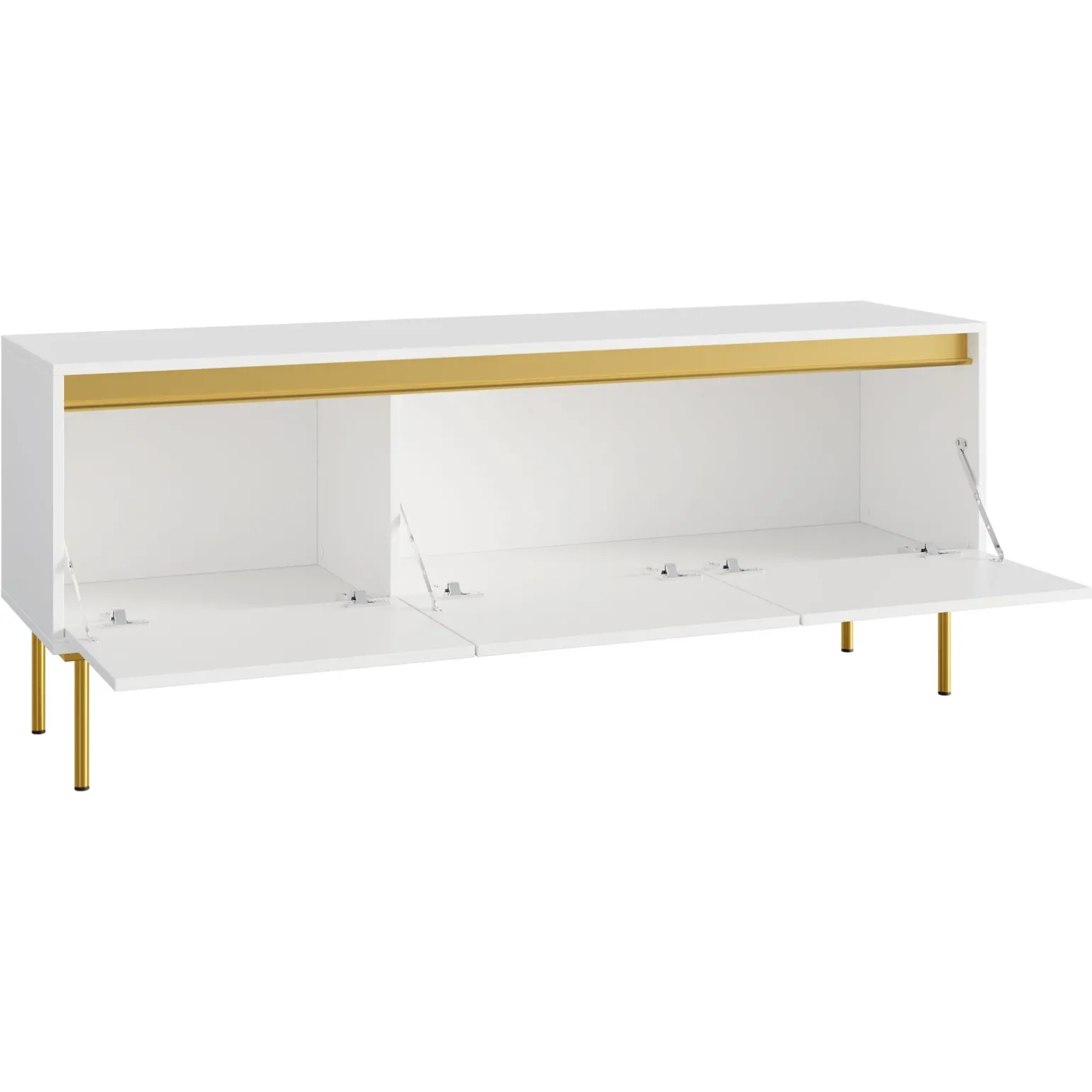 Mobile porta TV 150x60h cm 3 ante bianco oro Praga