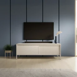 Mobile porta TV 154x54h cm 2 ante beige cannettato Ciar