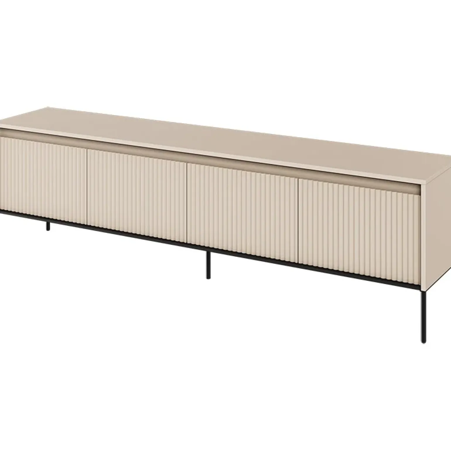 Mobile porta TV 193x56h cm 4 ante led cannettato beige nero Camelia