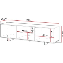 Mobile porta TV 180x55h cm 2 ante grigio Stone