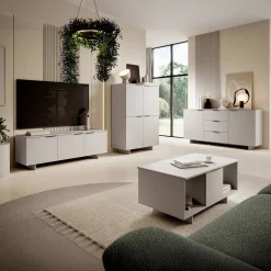 Mobile porta TV 150x55h cm 3 ante grigio Stone