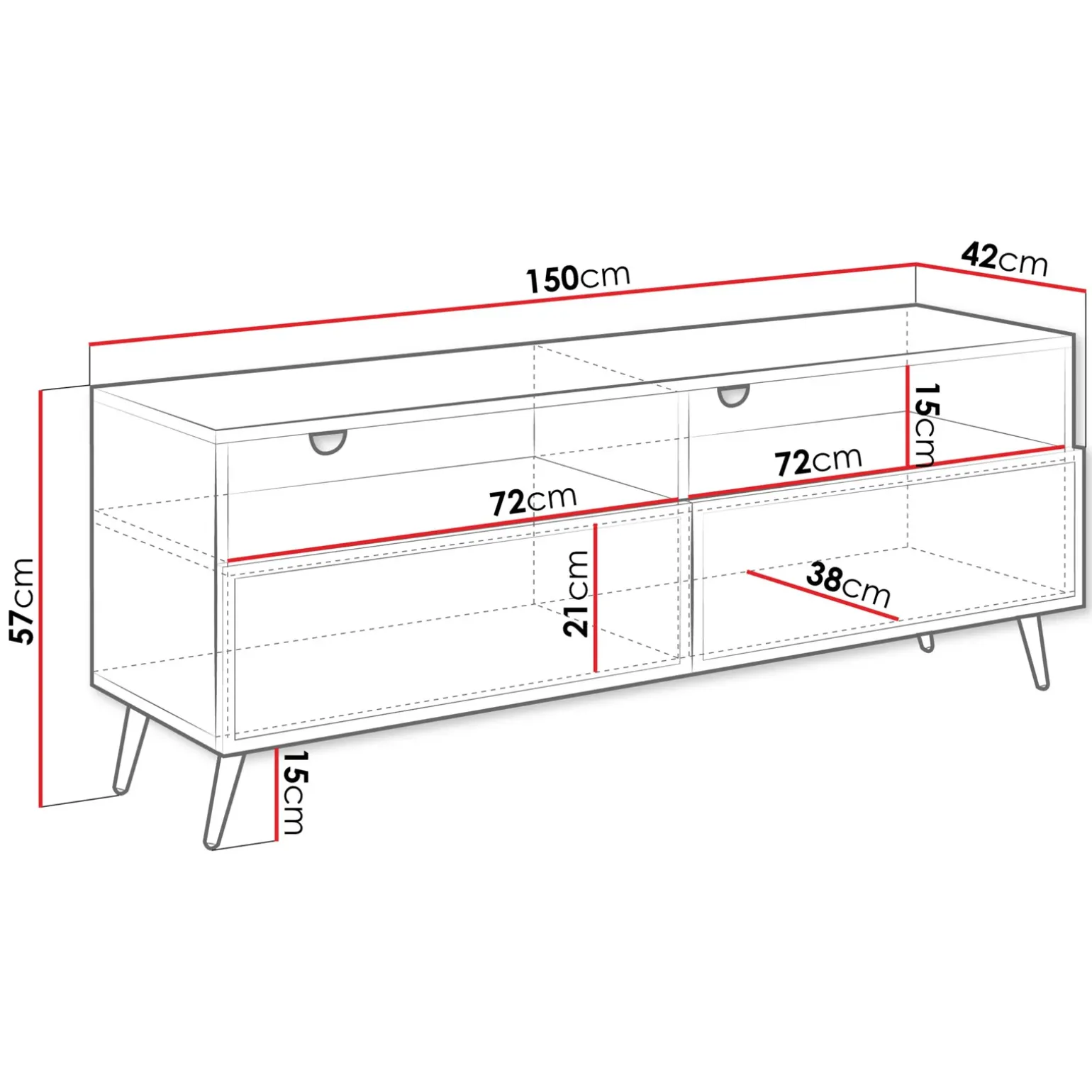Mobile porta TV 150x57h cm 2 ante 2 vani con frontali decorati beige Simona