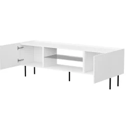 Mobile porta TV 181x59h cm 2 ante 2 vani con frontali decorati bianco Daniele