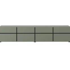 Mobile porta TV 225x48h cm 4 ante a ribalta 4 cassetti moderno verde nero Lolla