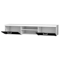 Mobile porta TV 200x39h cm 2 ante 2 vani a giorno bianco lucido Nottingham