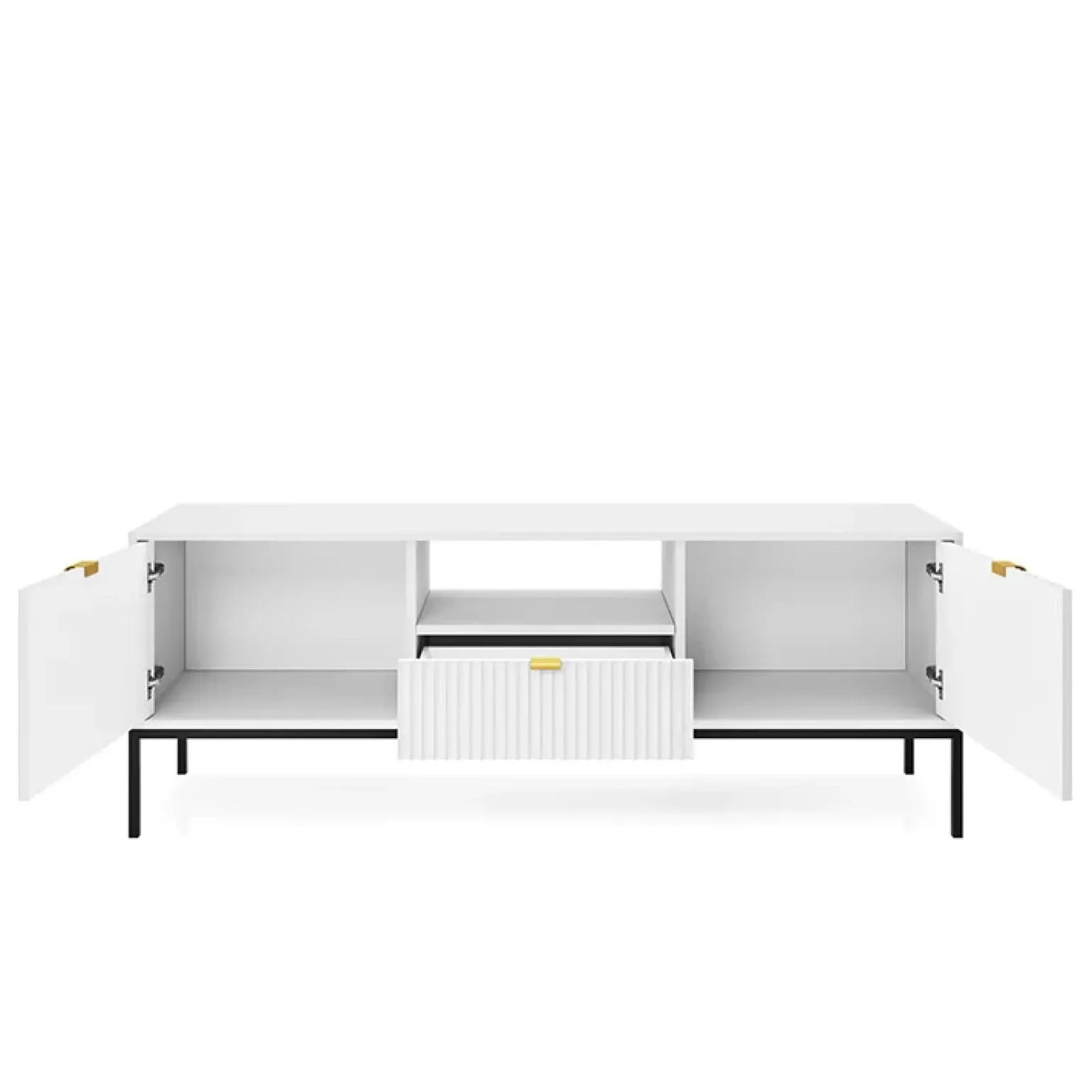 Mobile porta TV 154x56h cm 2 ante moderno soggiorno bianco Alisa