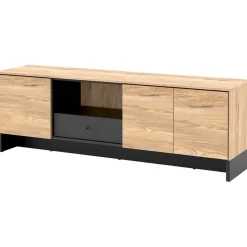 Mobile porta TV 163x54h cm 2 ante 1 cassetto 1 vano a giorno rovere nero Alabaster