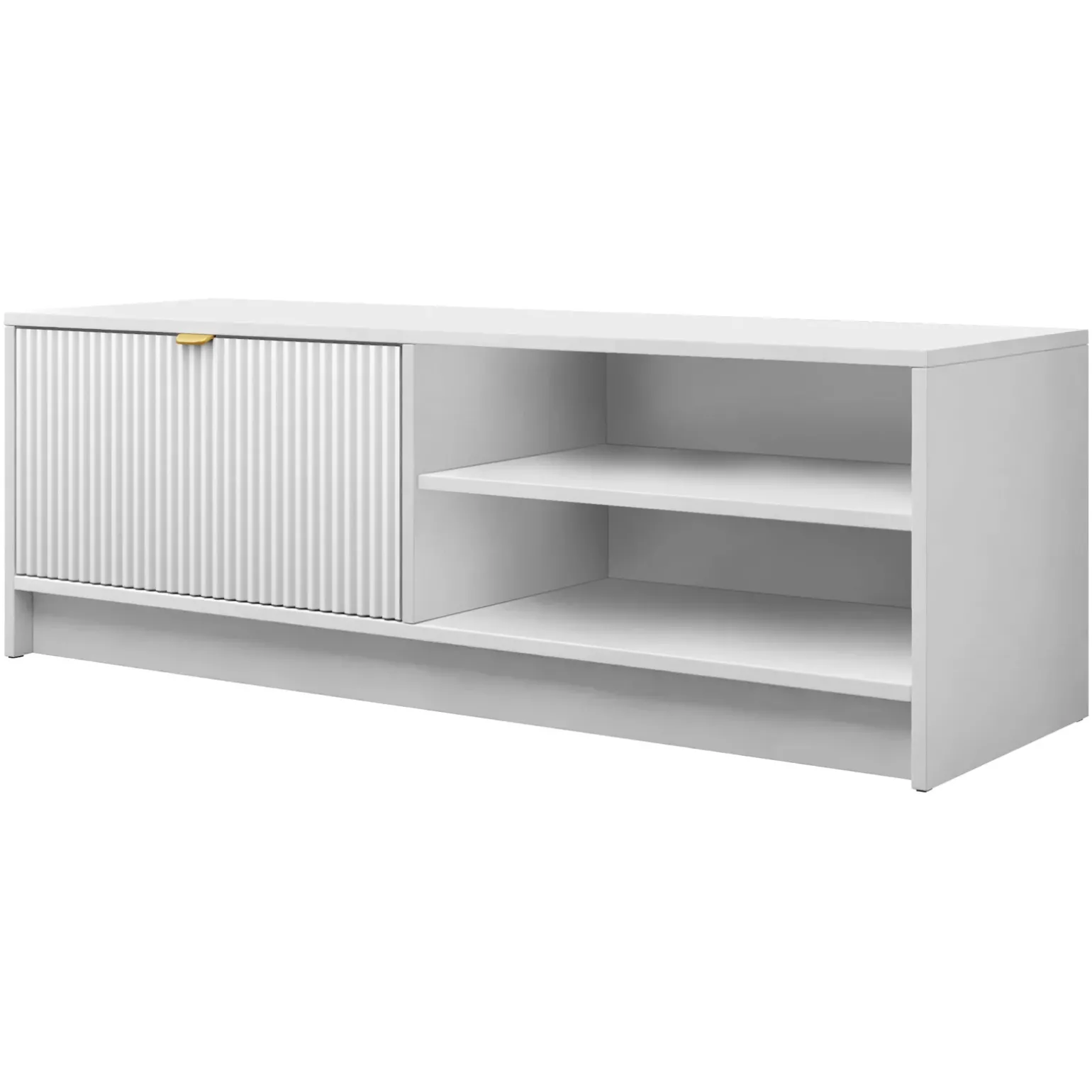 Mobile porta tv 120x40h cm 1 anta 2 vani a giorno cannettato bianco Athena