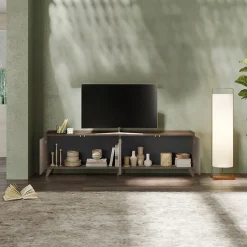 Mobile porta TV 241x72h cm 4 ante bronzo rovere scuro Jonson