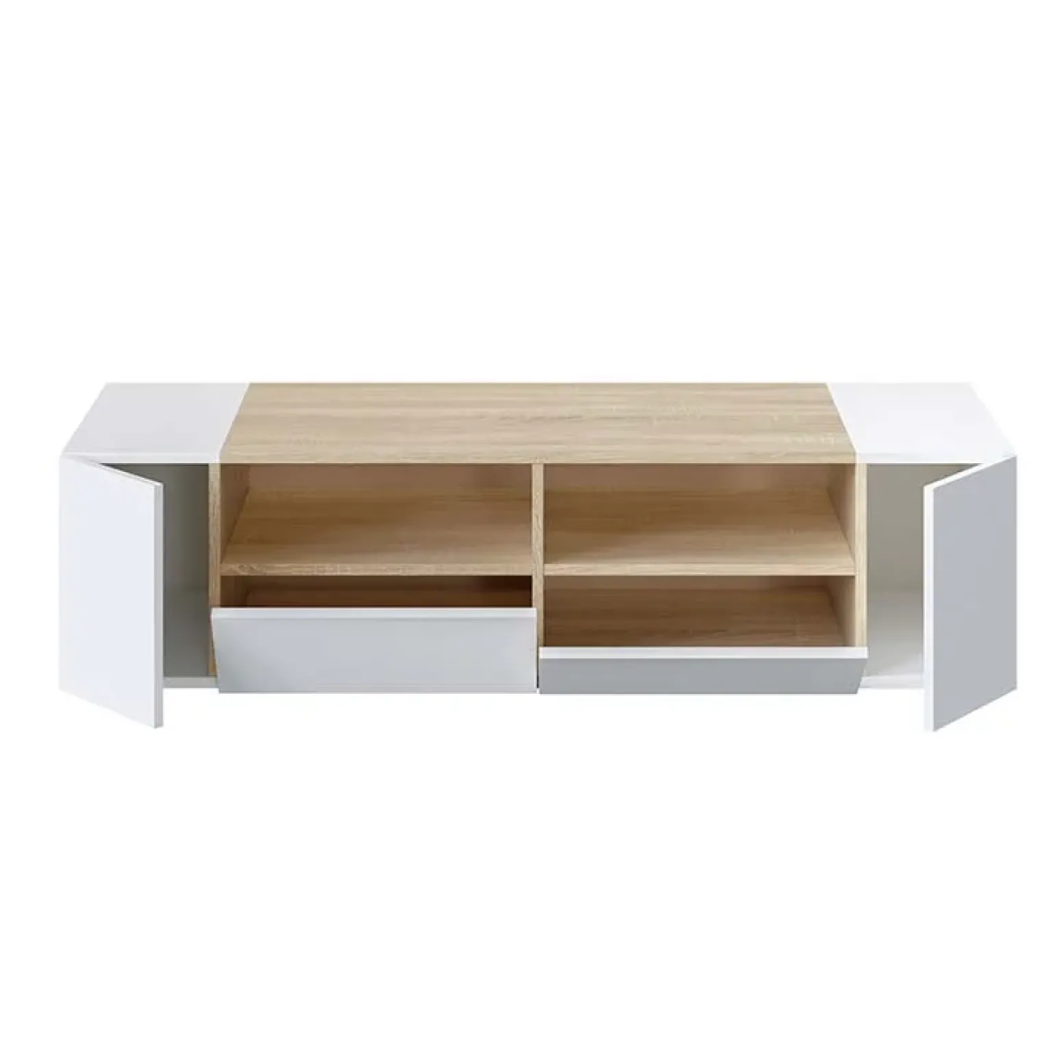 Mobile porta TV 138x36h cm 4 ante soggiorno bianco opaco rovere Ted
