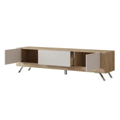 Mobile porta TV 200x52h cm 2 ante 1 cassetto rovere tortora lucido Jumbo