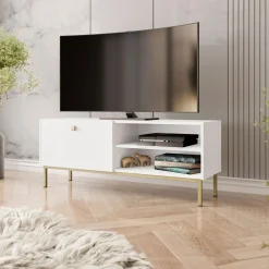 Mobile porta TV 120x48h cm 1 anta 2 vani bianco opaco Giuggiola