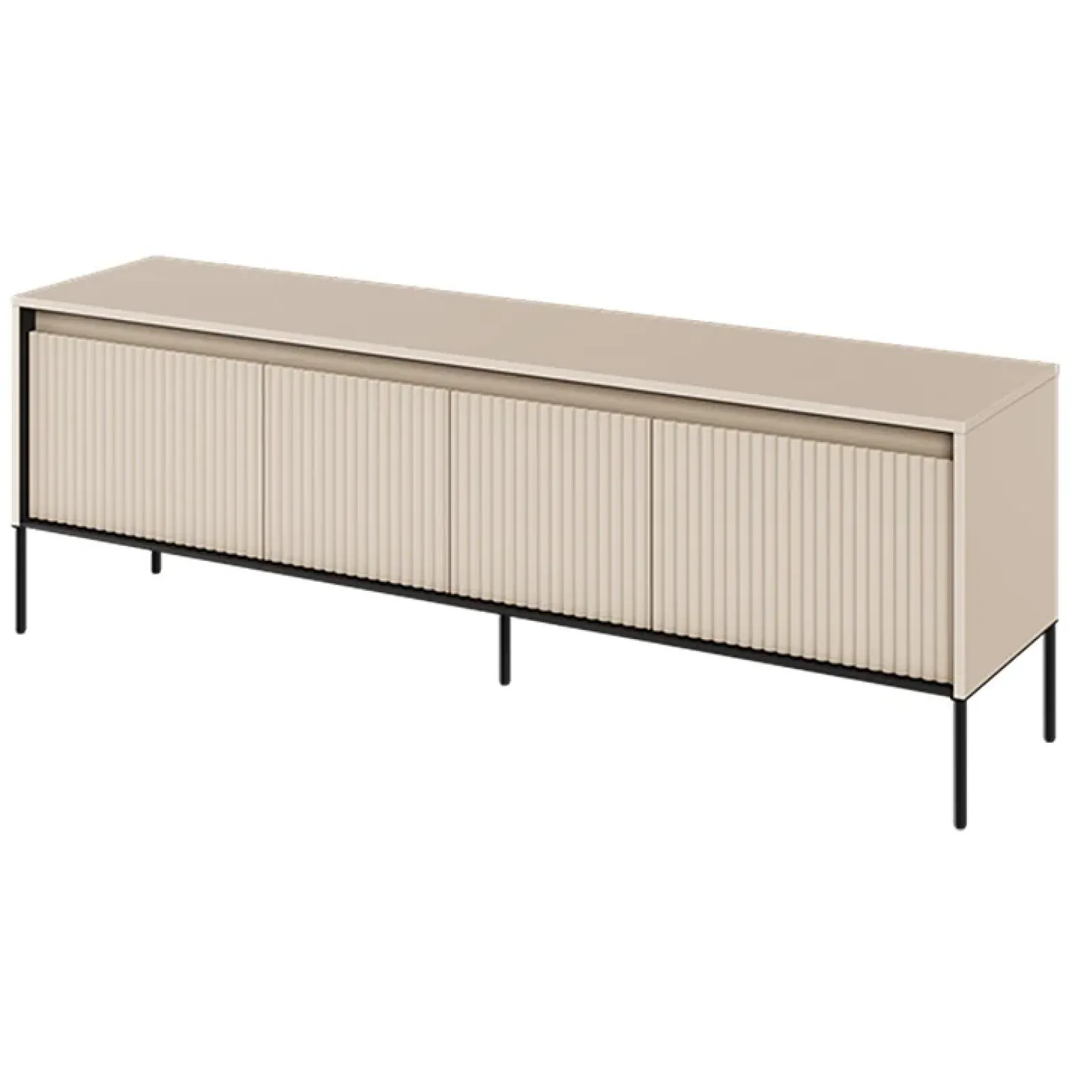 Mobile porta TV 167x56h cm 2 ante led cannettato beige nero Camelia