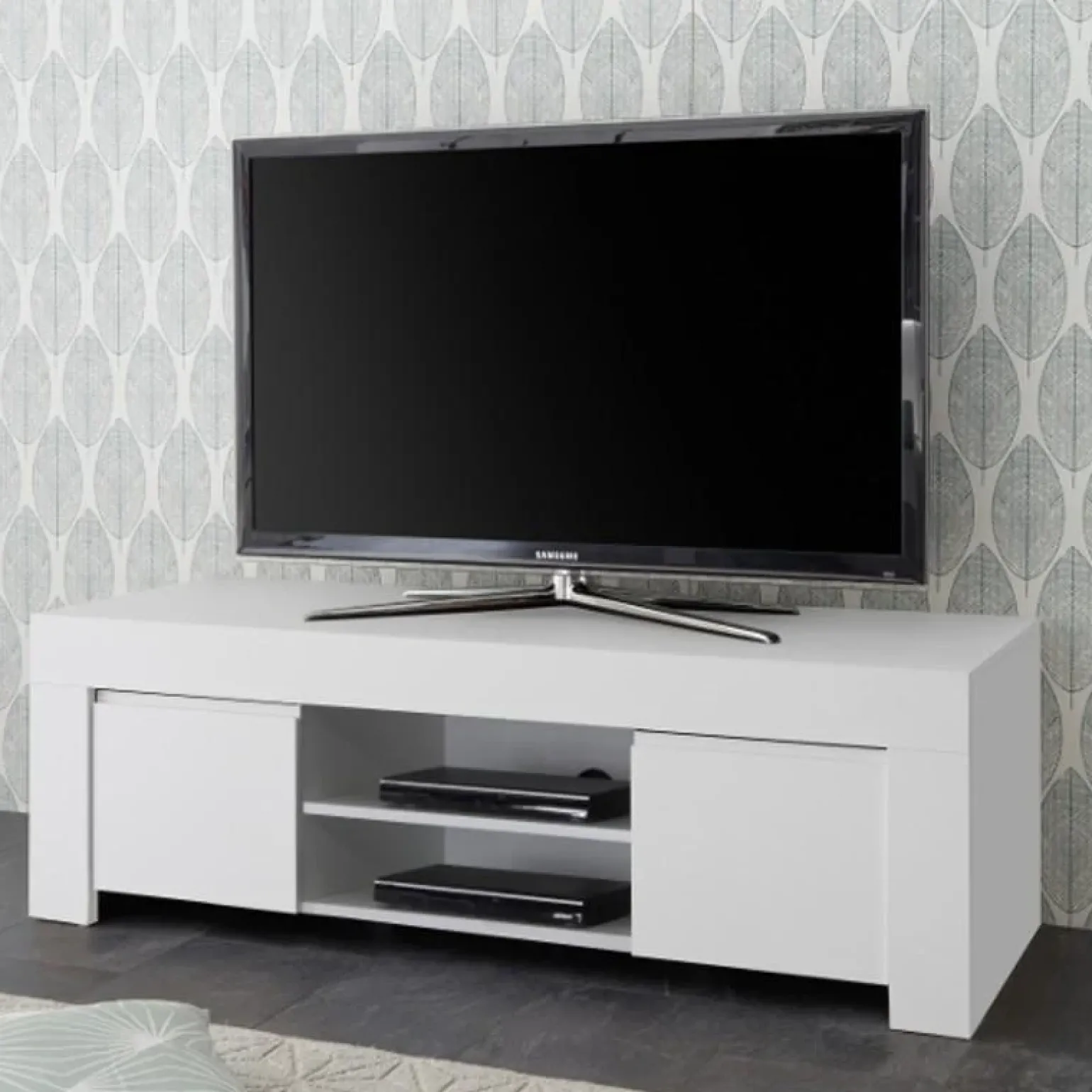 Mobile porta TV 138x44h cm 2 ante soggiorno bianco opaco Halston