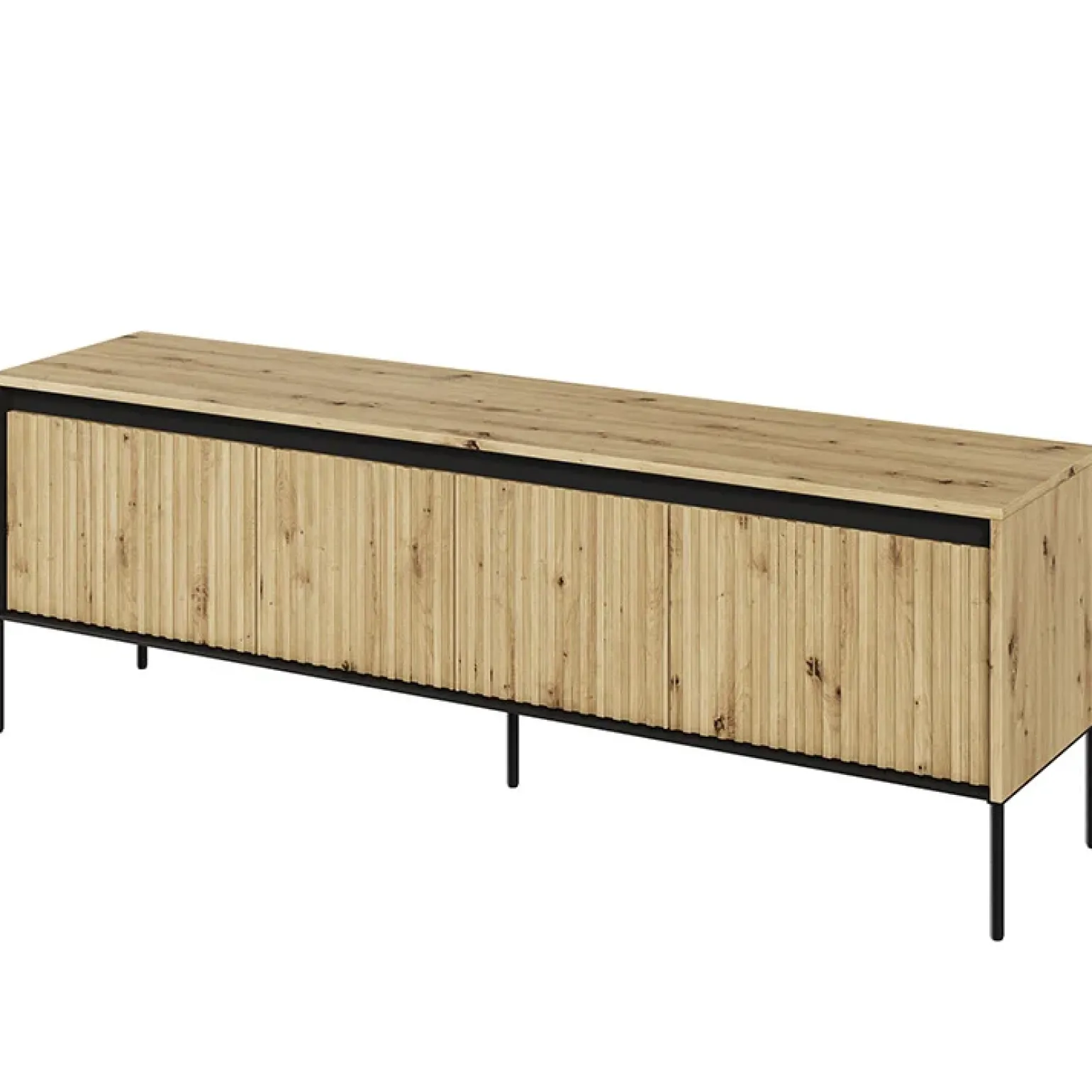 Mobile porta TV 167x56h cm 2 ante led cannettato rovere rustico nero Camelia