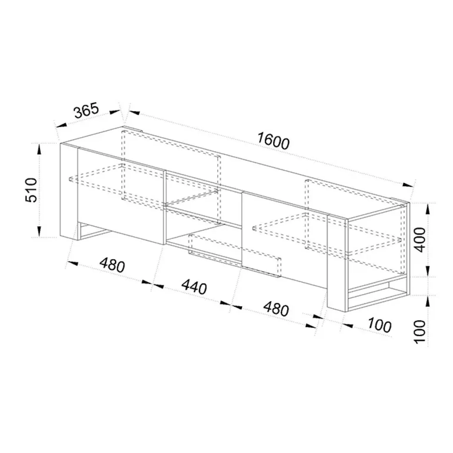 Mobile porta TV 160x51h cm 2 ante rovere nero Elbrus