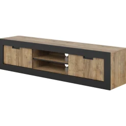 Mobile porta tv 180x43h cm 2 ante rovere rustico nero Ilyssa