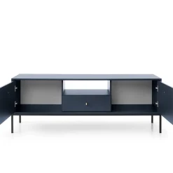 Mobile porta TV 154x56h cm 2 ante con cassetto moderno blu notte Glory