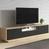 Mobile porta TV 200x45h cm 2 ante 1 cassetto nero opaco rovere Esmond