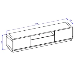 Mobile porta TV 200x45h cm 2 ante 1 cassetto nero opaco rovere Esmond
