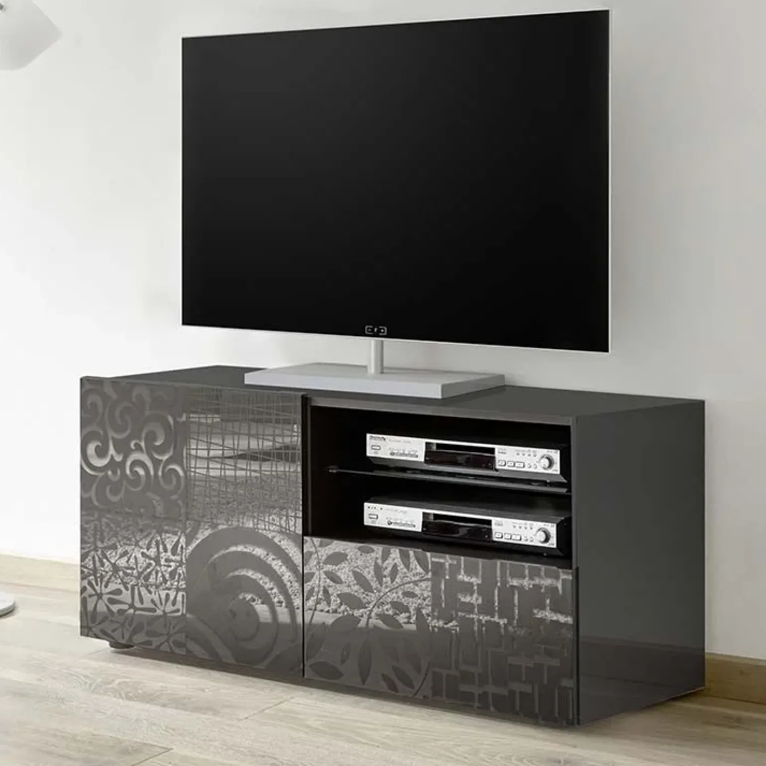 Mobile porta TV 122x57h cm 1 anta 1 cassetto grigio Paradise