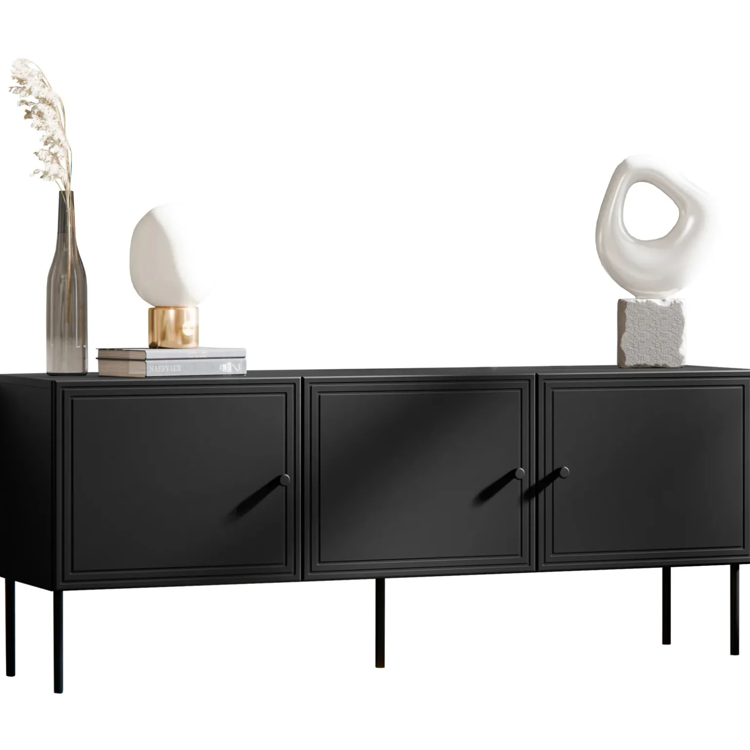 Mobile porta TV 151x60h cm 3 ante nero opaco Stark
