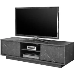 Mobile porta TV 139x44h cm 2 ante soggiorno effetto marmo nero Viking
