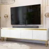 Mobile porta TV 200x60h cm 4 ante bianco oro Praga