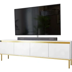 Mobile porta TV 200x60h cm 4 ante bianco oro Praga