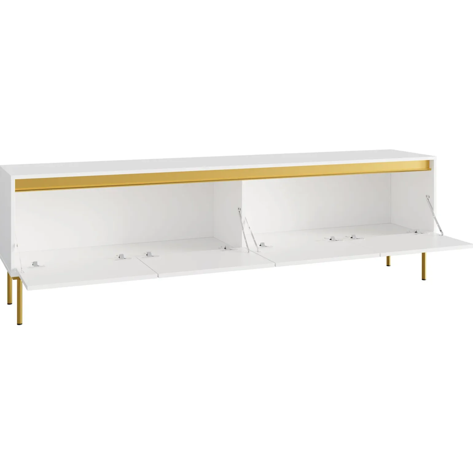 Mobile porta TV 200x60h cm 4 ante bianco oro Praga