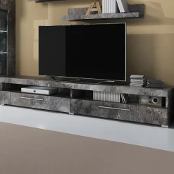 Mobile porta TV 200x35h cm 2 cassetti ossido Frisk
