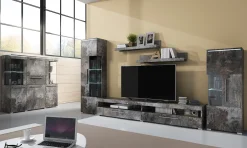Mobile porta TV 200x35h cm 2 cassetti ossido Frisk