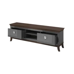 Mobile porta TV 196x63h cm 2 cassetti antracite lucido rovere scuro Umag
