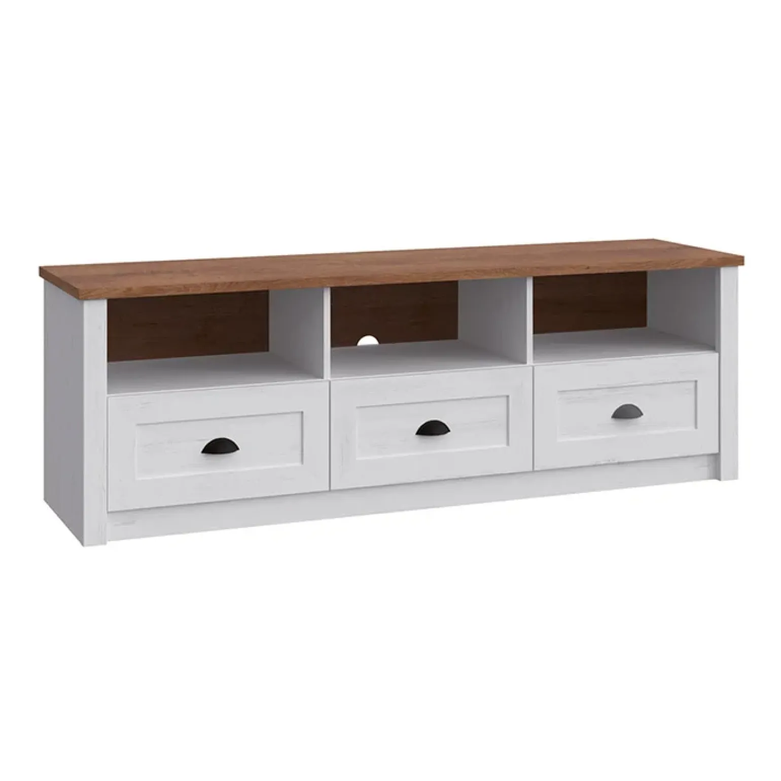 Mobile porta TV 158x49h cm 3 cassetti bianco frassinato rovere Provenza