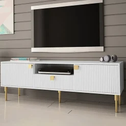Mobile porta TV 160x54h cm 1 cassetto 1 vano a giorno bianco Falun