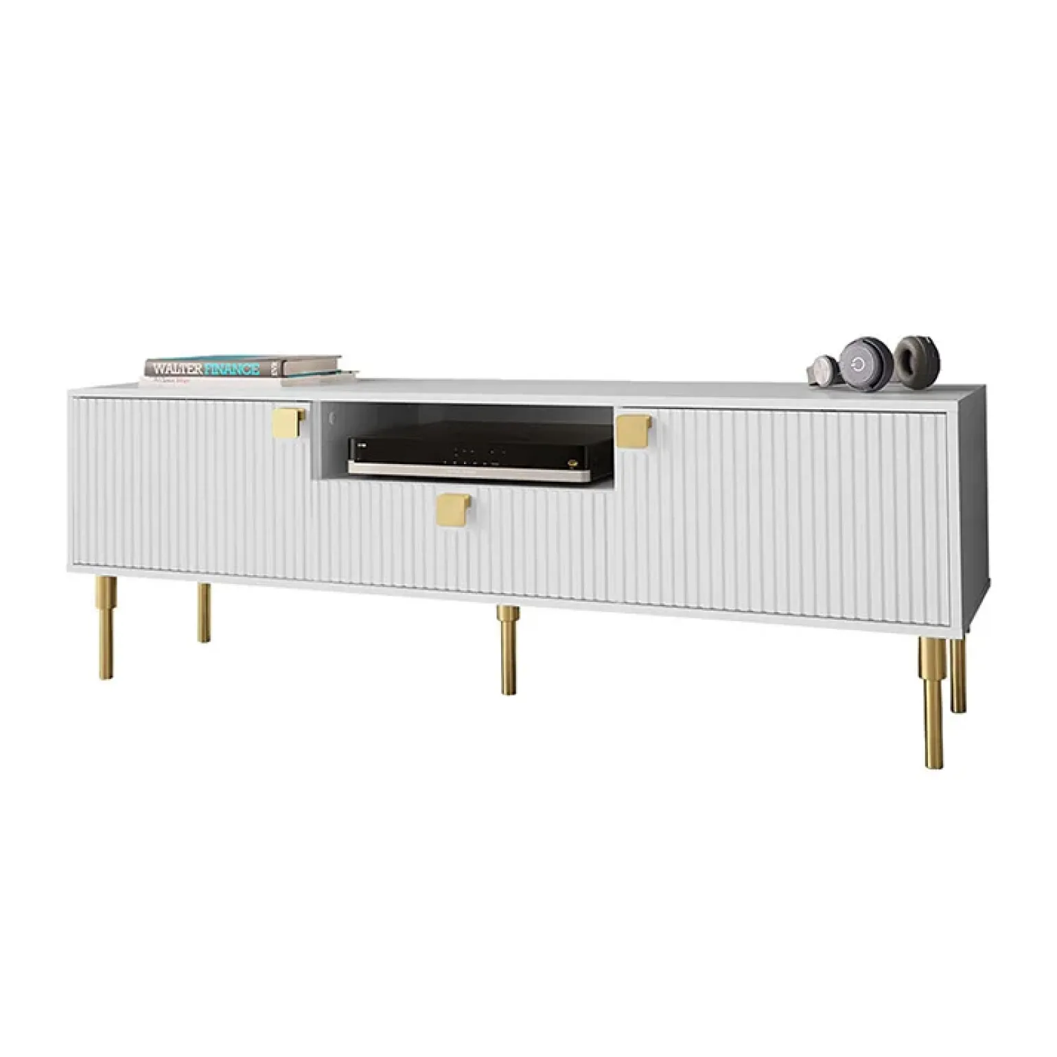 Mobile porta TV 160x54h cm 1 cassetto 1 vano a giorno bianco Falun