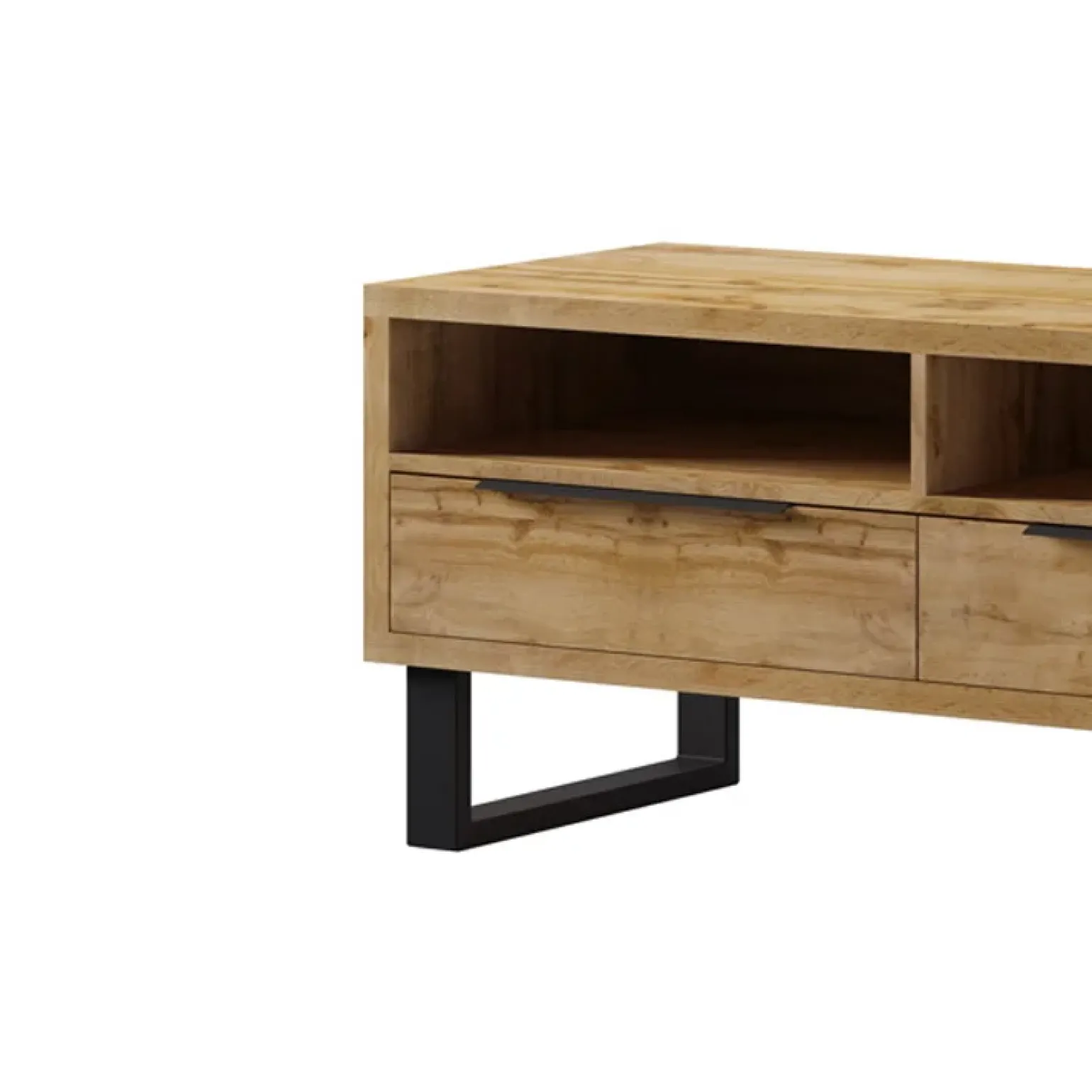 Mobile porta TV 124x50h cm 2 cassetti quercia metallo nero Petra