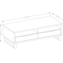 Mobile porta TV 124x50h cm 2 cassetti quercia metallo nero Petra