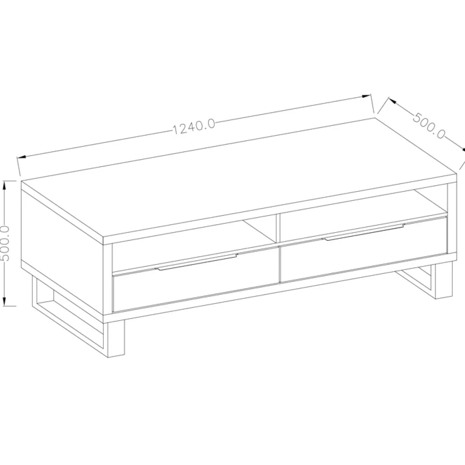 Mobile porta TV 124x50h cm 2 cassetti quercia metallo nero Petra