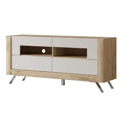 Mobile porta TV 160x74h cm 2 cassetti rovere tortora lucido Jumbo