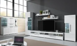 Mobile porta TV 200x35h cm 2 cassetti bianco lucido Frisk