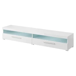 Mobile porta TV 200x35h cm 2 cassetti bianco lucido Frisk