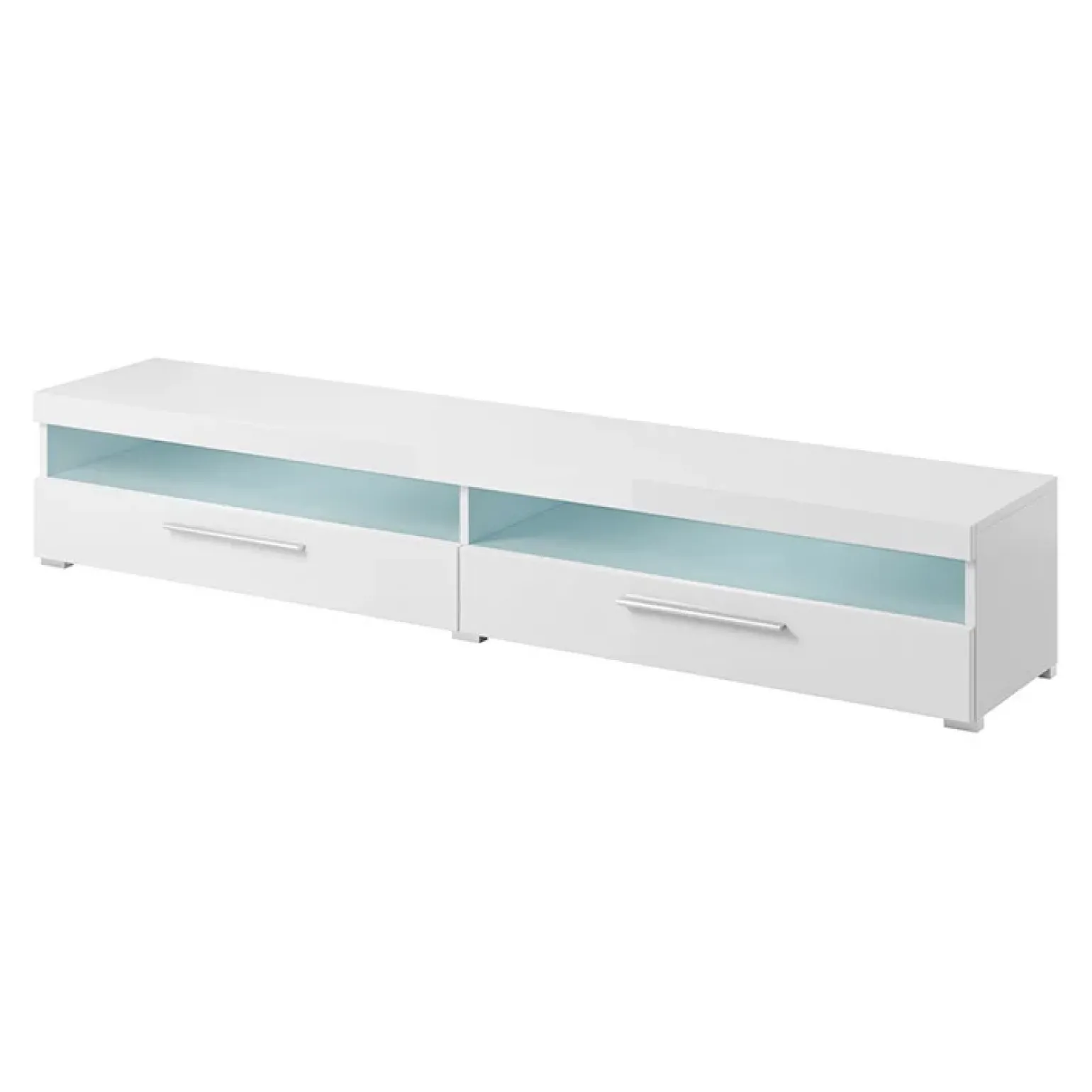 Mobile porta TV 200x35h cm 2 cassetti bianco lucido Frisk