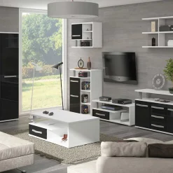 Mobile porta TV 118x43h cm 1 cassetto biaco opaco nero lucido Eddy