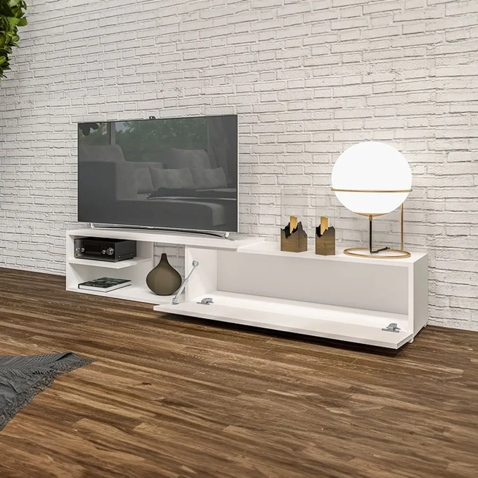 Mobile porta TV 137/180x40h cm allungabile moderno bianco Pepita